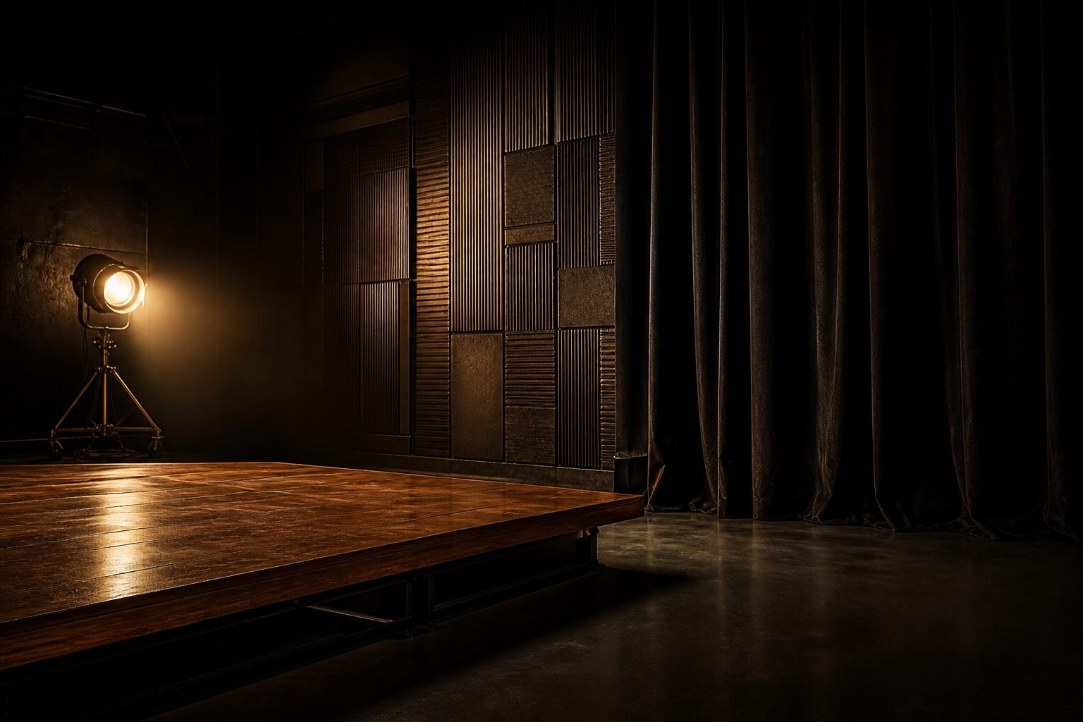 Concept render: stage interior detail with warm work light